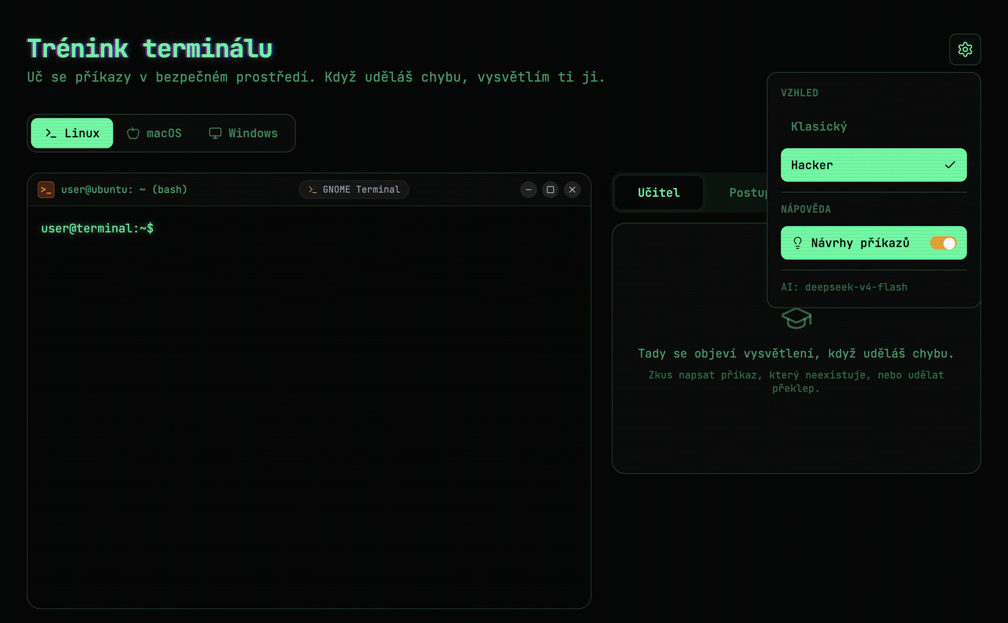 Screenshot aplikace Terminall